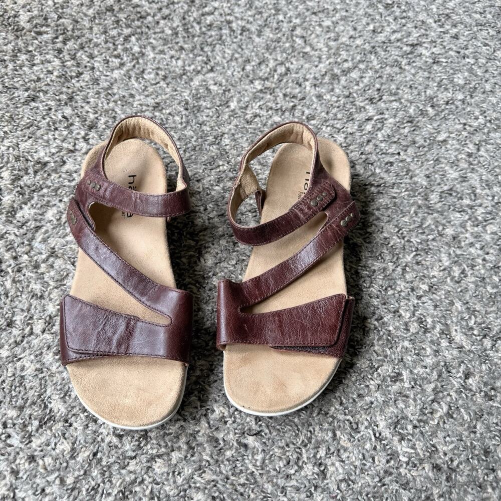 Halsa Womens Denia Ankle Strap Sandals 7.5 W Brown Leather Sporty Vacation